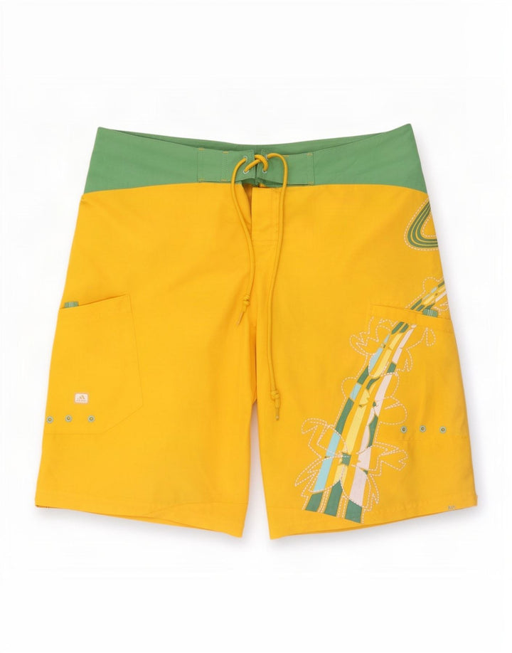 Adidas Short de bain graphique pour homme en polyester color block jaune moyen