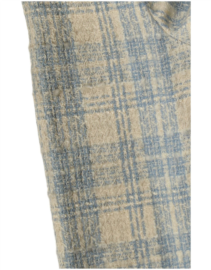 vintage Femme 3 Bouton Blazer Veste IT 42 Moyen Bleu Check Coton