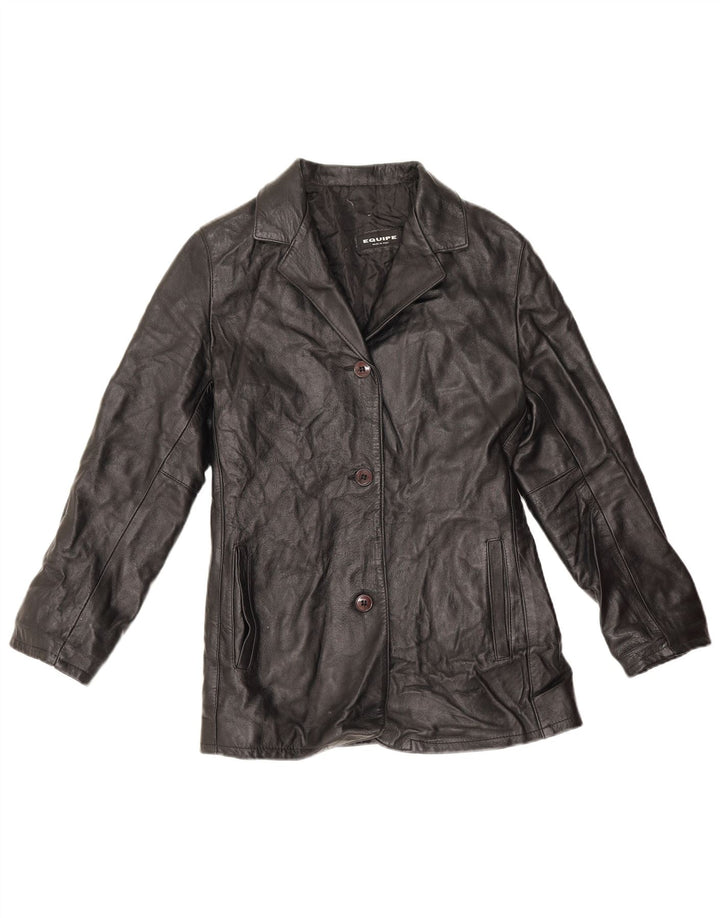 Veste blazer en cuir à 3 boutons pour femme Equipe IT 44 Cuir noir moyen