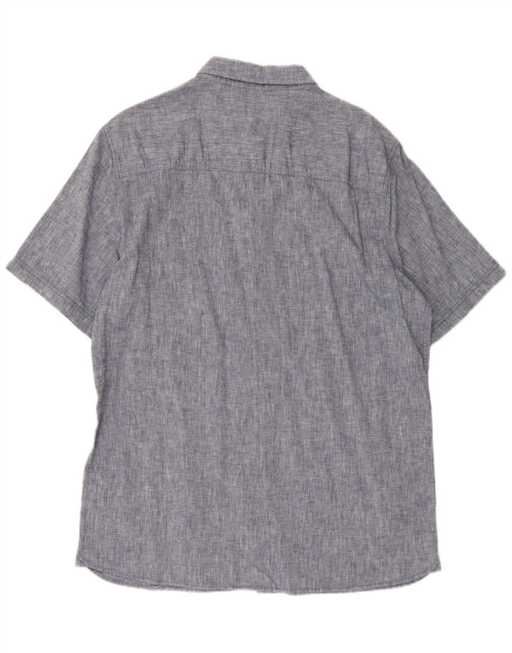 Fat Face Chemise Classique à Manches Courtes Homme Bleu Moyen Lin