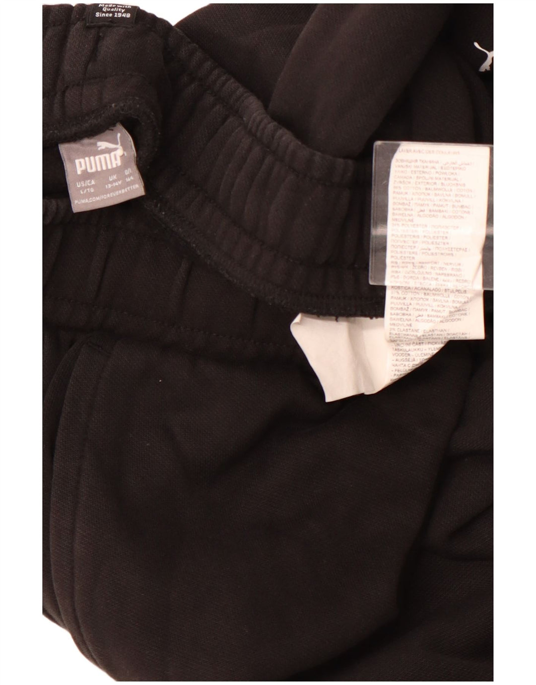 PUMA Pantalon de Survêtement Garçon 13-14 ans Noir Coton