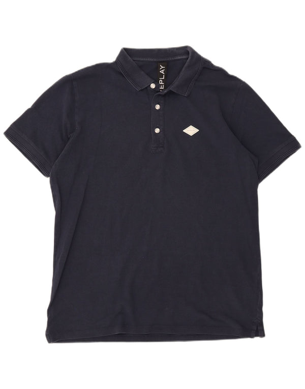 Replay Polo Homme 2XL Bleu Marine Coton