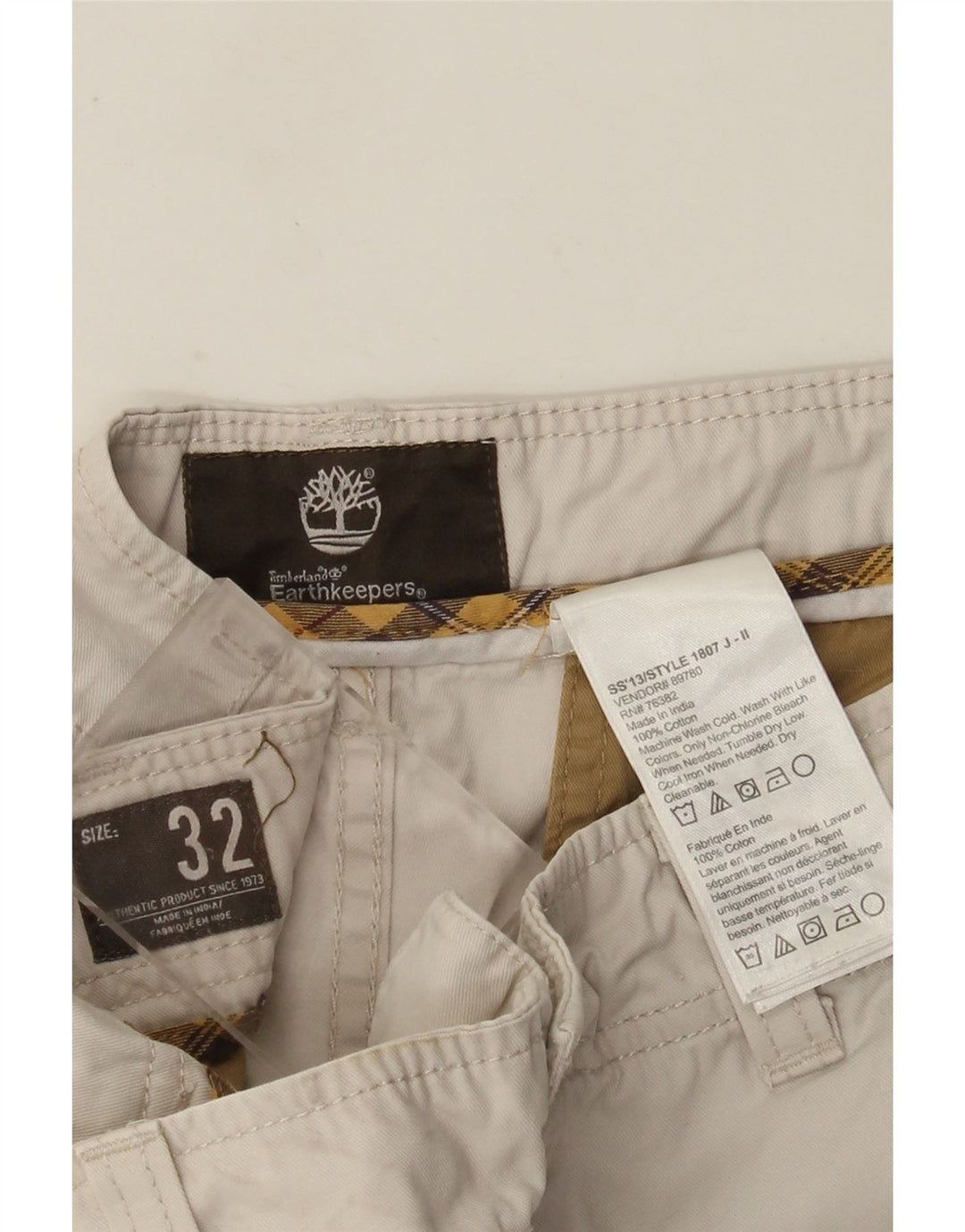Timberland Short Chino Earthkeepers W32 Homme Beige Moyen Coton
