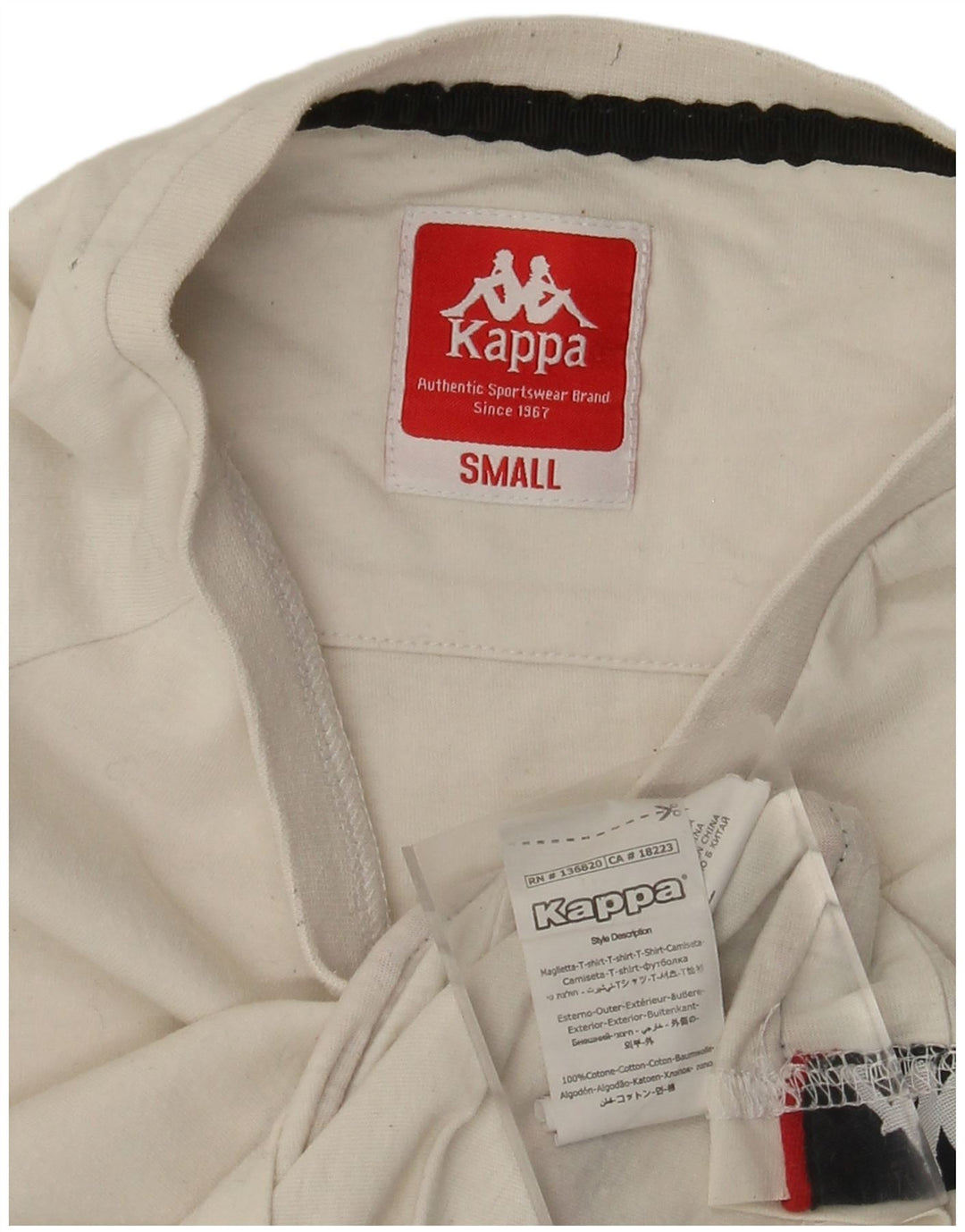 Kappa T-Shirt Graphique Homme Petit Blanc Cassé Coton