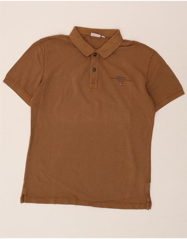 Napapijri Polo Homme Large Marron Coton