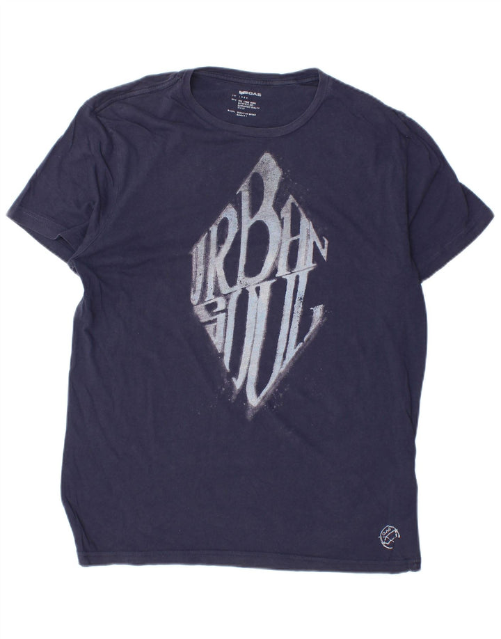 Gas T-Shirt Graphique Homme Bleu Marine Moyen Coton