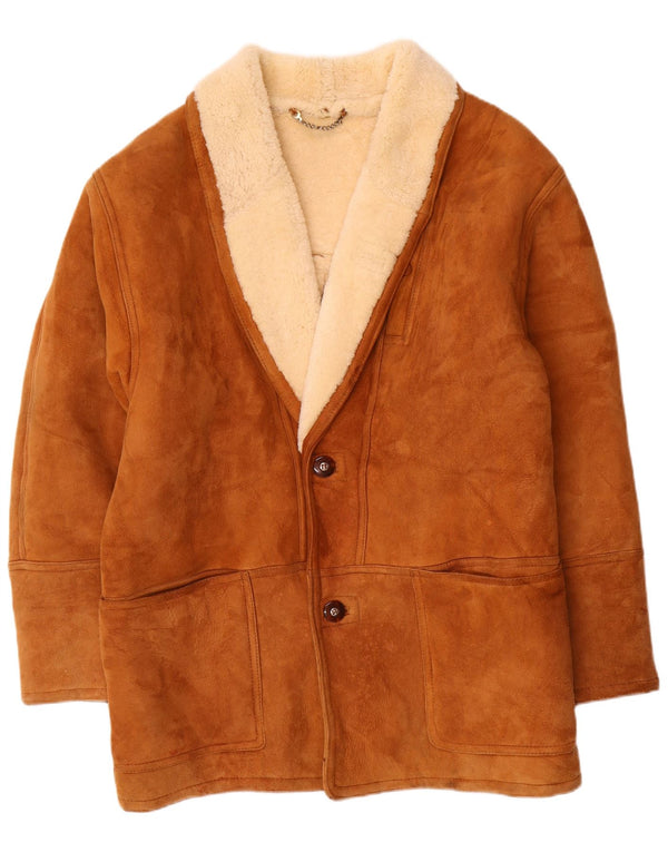 veste en peau de mouton vintage pour hommes IT 56 2XL Marron