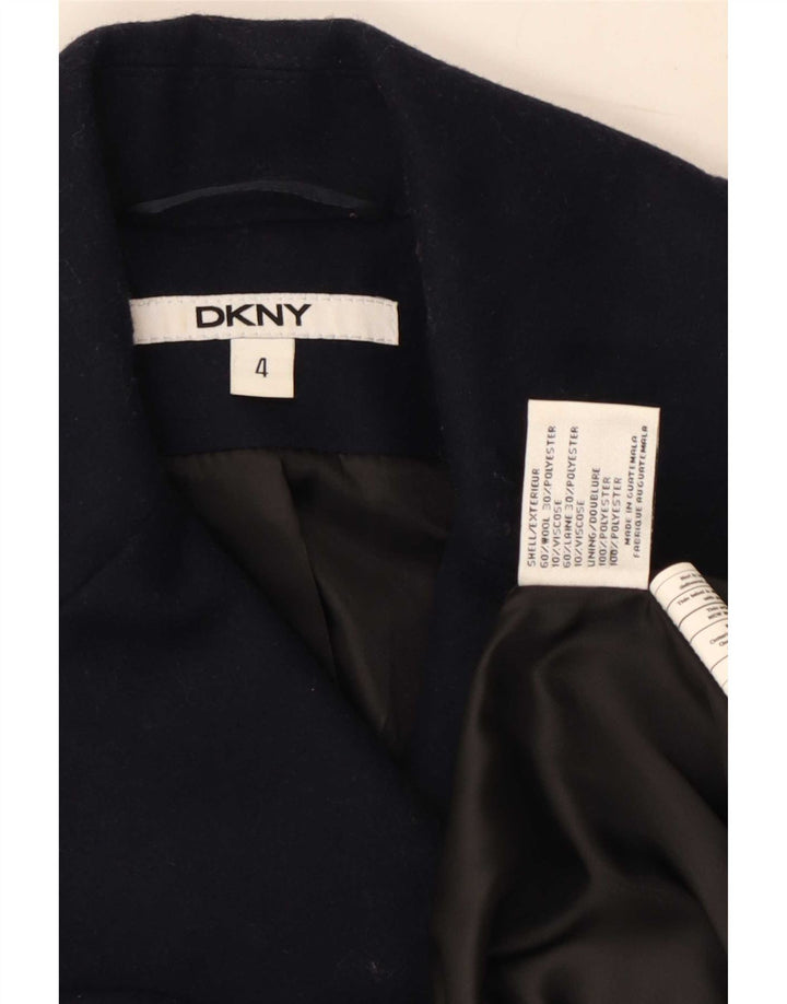 Dkny Manteau croisé pour femme US 4 Petite laine bleu marine