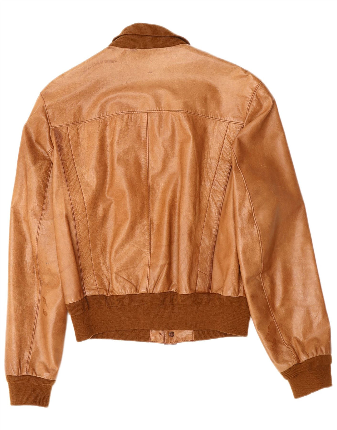 VINTAGE Veste Bomber Crop Homme UK 36 Petit Colorblock Marron