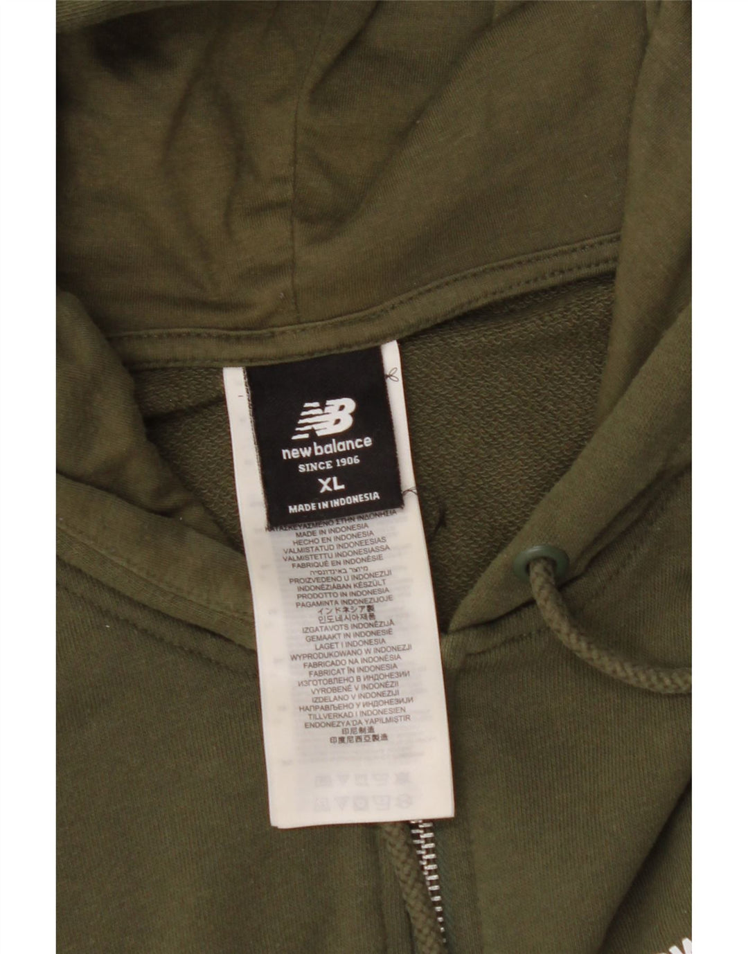NEW BALANCE Pull à capuche zippé XL Kaki Coton Homme