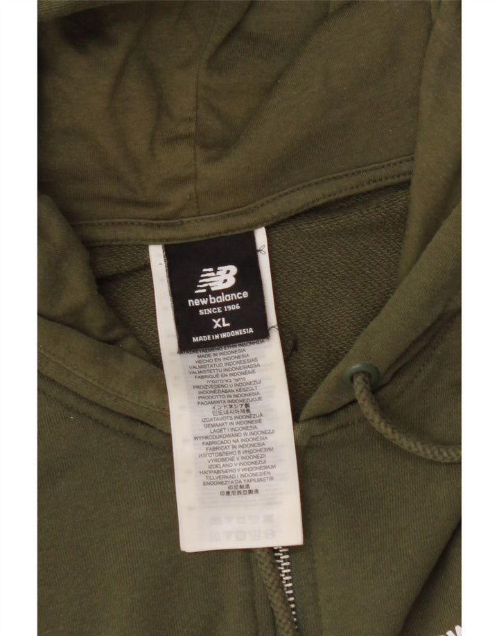 NEW BALANCE Pull à capuche zippé XL Kaki Coton Homme