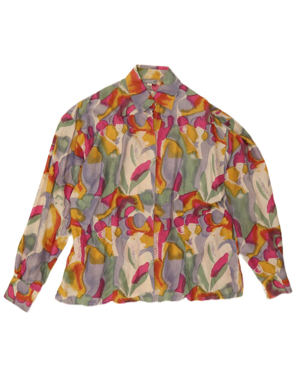 Egoiste Chemisier à motif abstrait pour femme UK 14 Grande soie multicolore