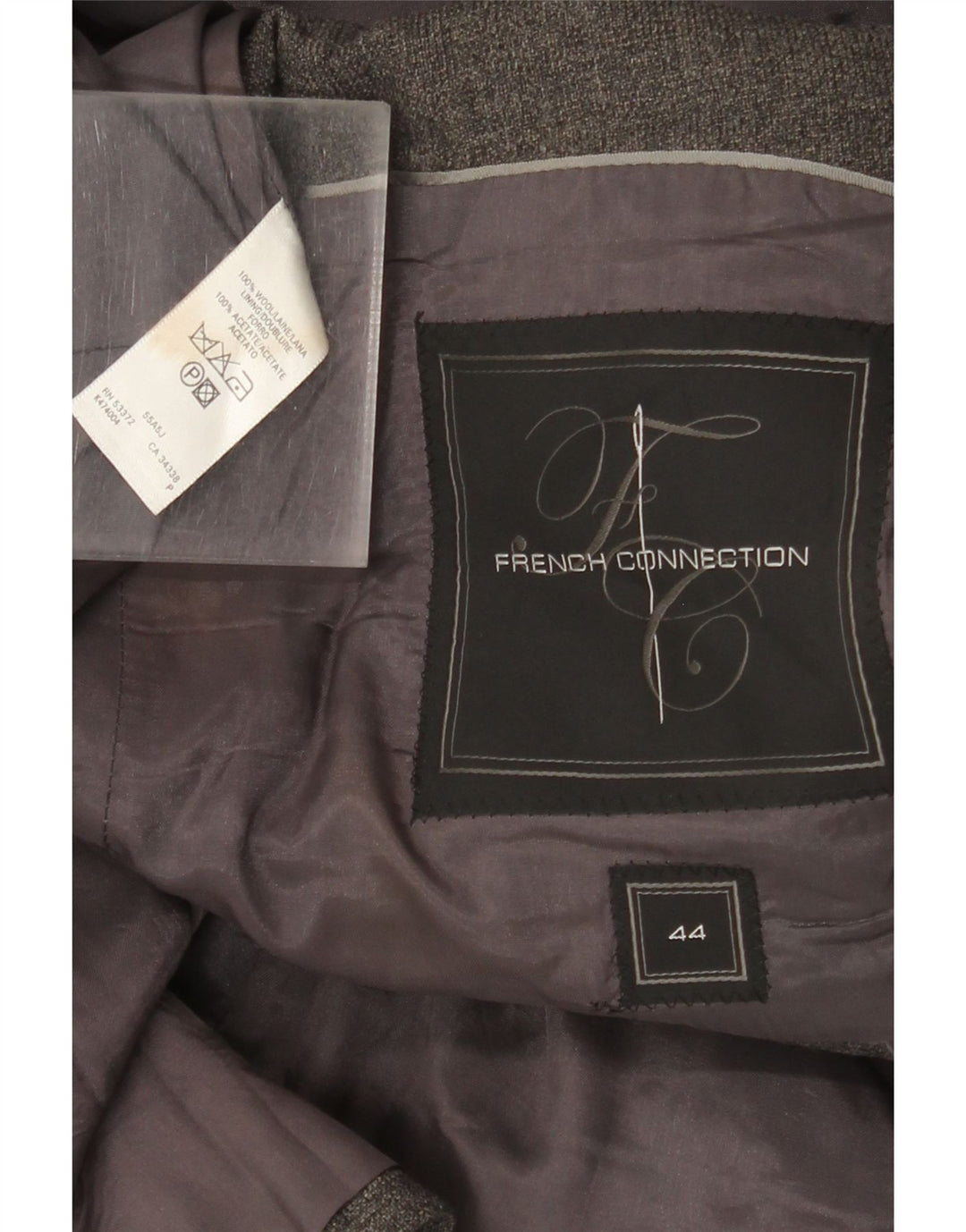 French Connection Veste Blazer 2 Boutons Homme UK 44 2XL Gris Laine