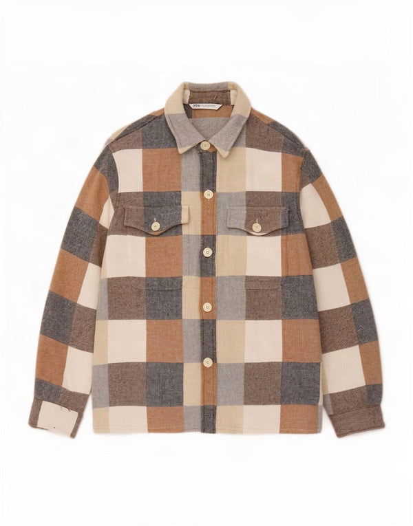 Zara Homme Chemise En Flanelle Grand Carreau Multicolore Coton
