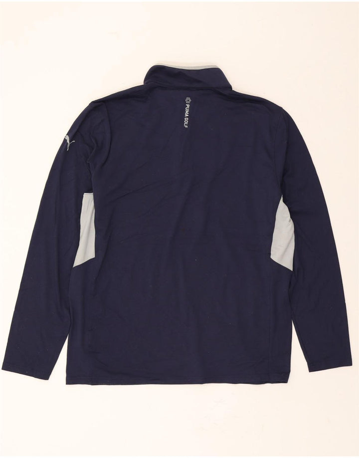 PUMA Mens Zip Neck Pullover Tracksuit Top XL Navy Blue Colourblock Vintage Puma and Second-Hand Puma from Messina Hembry 