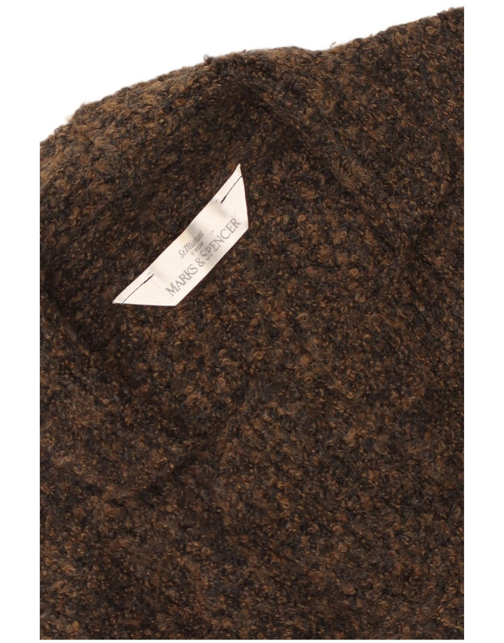 MARKS & SPENCER Pull Cardigan Femme UK 10 Petit Marron Moucheté