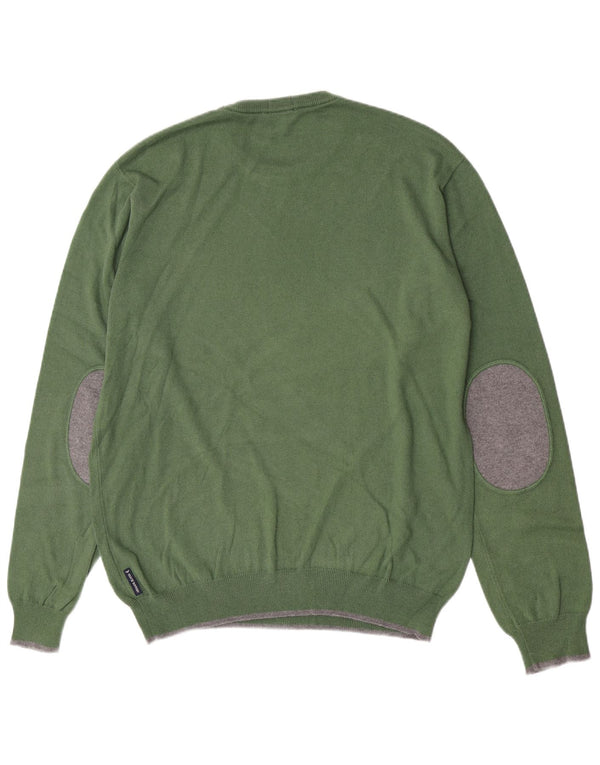 Armani Jeans Pull à col rond coupe classique pour homme XL en coton vert