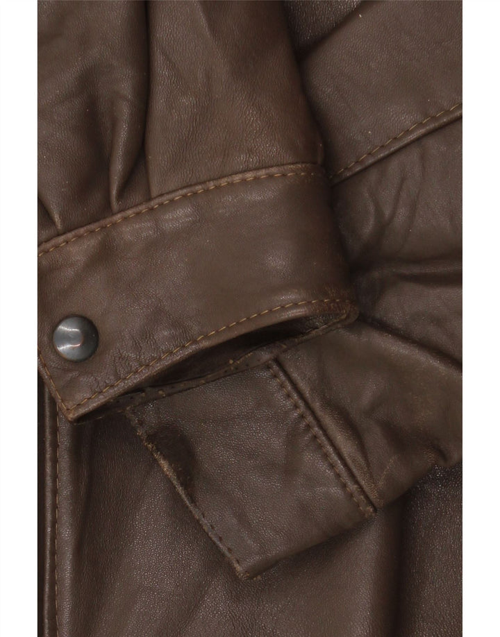 veste en cuir militaire vintage pour hommes IT 52 XL Marron