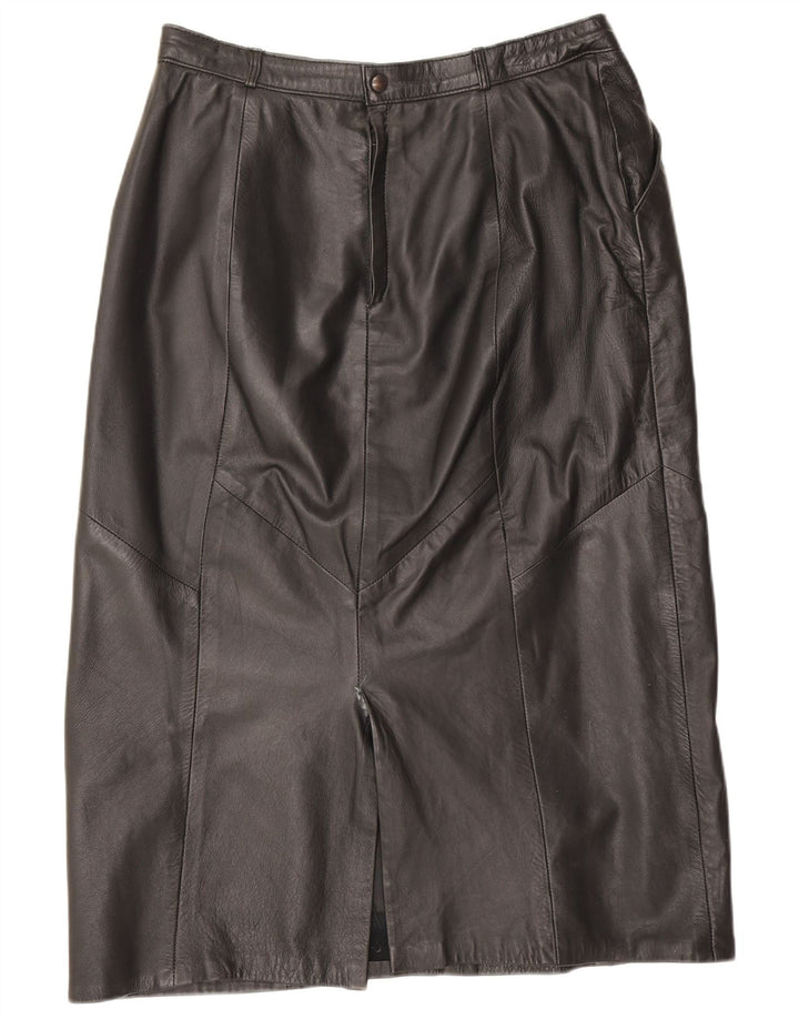 jupe en cuir femme vintage IT 42 Medium W28 Noir