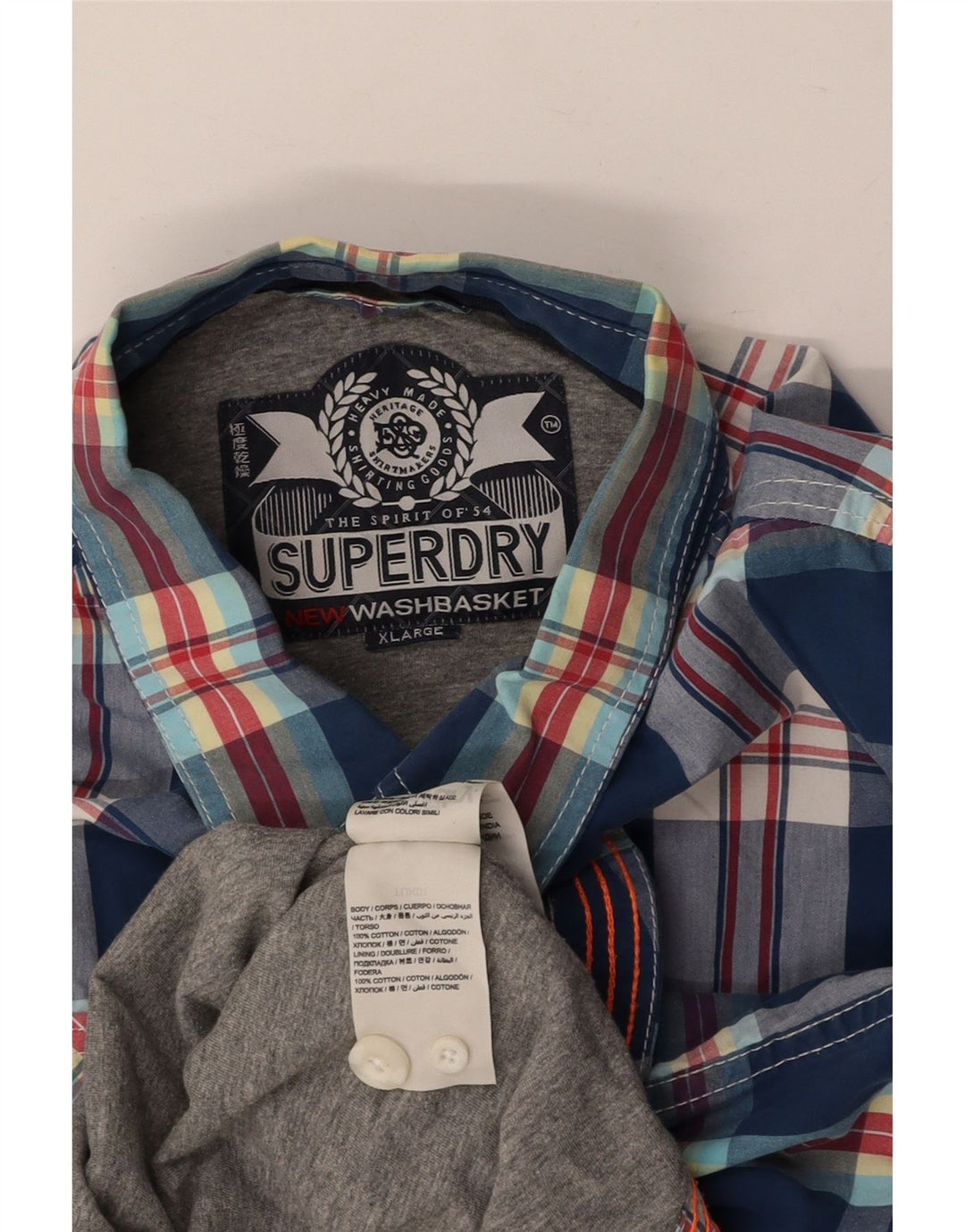 SUPERDRY Chemise Homme XL Bleu Carreaux Coton