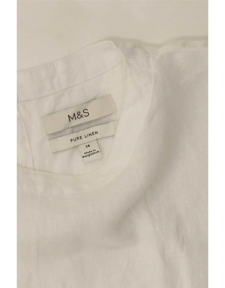 Marks & Spencer Chemisier surdimensionné pour femme UK 14 Grand lin blanc