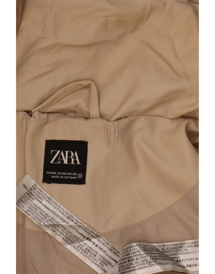 Zara Veste matelassée surdimensionnée à capuche pour femme UK 6 XS Beige Polyester