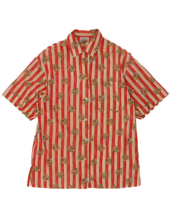 Newpenny Chemise graphique à manches courtes pour femme UK 14 Grand coton rayé rouge