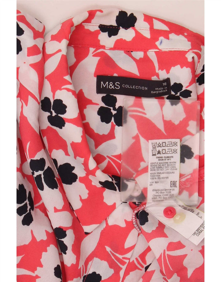 Marks & Spencer Chemisier surdimensionné pour femme UK 18 XL Rouge Floral Polyester