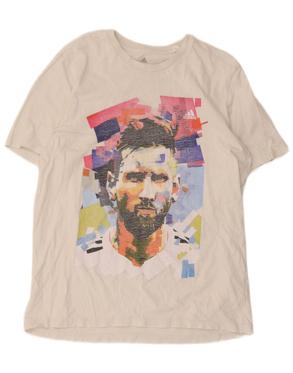 Adidas Mens MESSI Graphic T-Shirt Top Large White Cotton