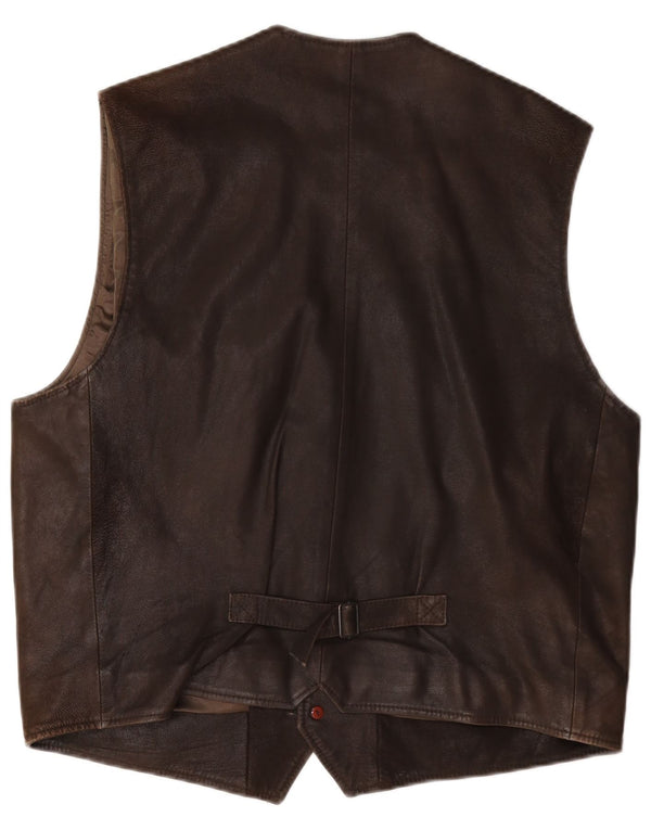 Austin Reed Gilet en cuir pour homme Large Marron