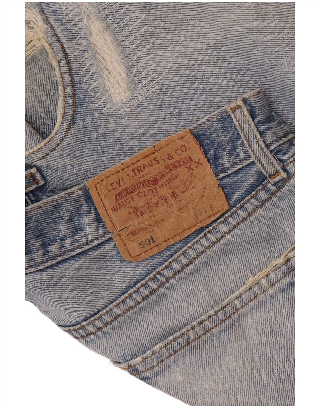Levi's Short en Jean 501 Distressed Femme W33 Bleu Moyen