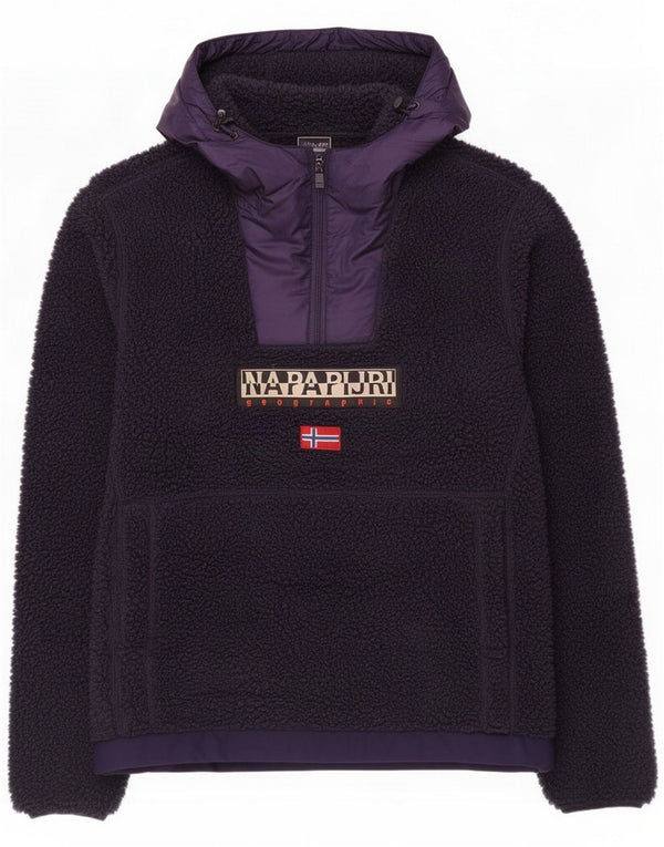Napapijri Pull polaire à capuche et col zippé pour homme Large Bleu marine Polyester