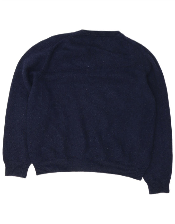 Henry Cottons Pull col V pour homme en laine vierge bleu marine moyen
