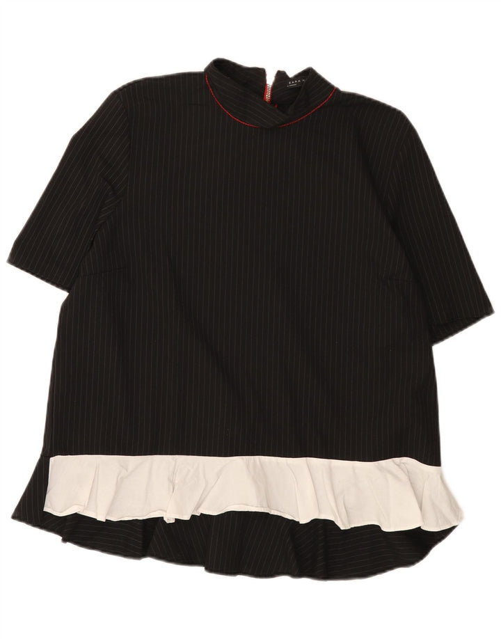 Zara Femme Chemisier Top UK 44 Medium Noir Colorblock Polyester