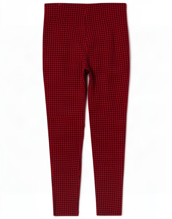 Zara Pantalon court skinny pour femme Medium W28 L25 Viscose pied-de-poule rouge