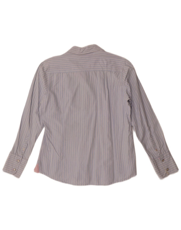 Crew Clothing Chemise Femme UK 14 Grand Coton Rayé Bleu