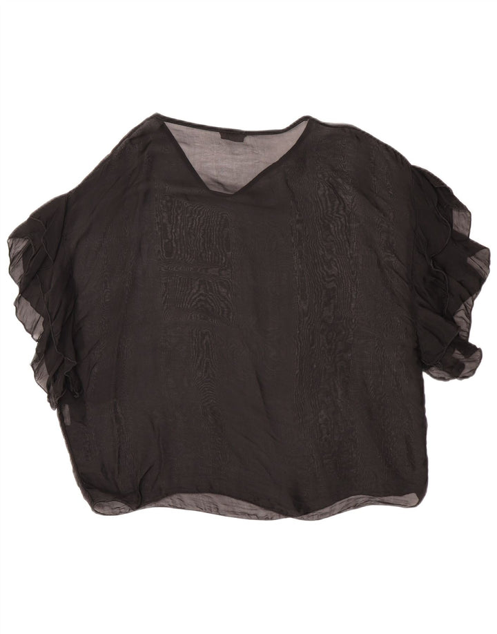 King Kong Chemisier transparent surdimensionné pour femme UK 10 Petite soie noire