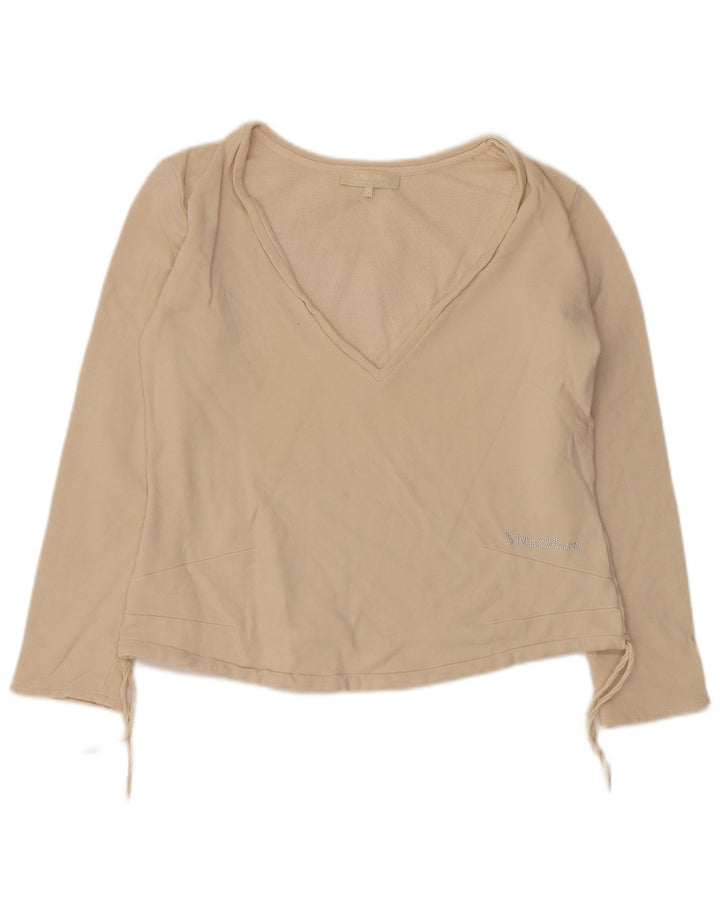 Max Mara Haut à manches longues pour femme UK 10 Small Beige Coton