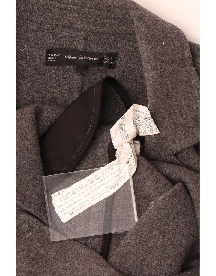 Zara Womens Trafaluc Open Overcoat UK 16 Large Gris Laine