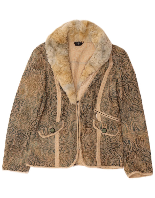Kello Veste blazer zippée pour femme UK 14 Beige moyen Paisley