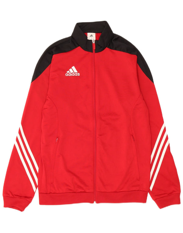 Adidas Mens Tracksuit Top Jacket Small Red Colourblock Polyester