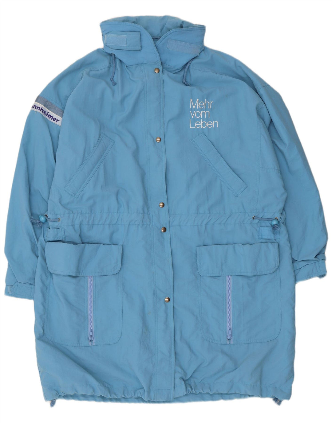 Tactel Manteau coupe-vent surdimensionné à capuche pour femme UK 10 Petit Bleu Polyamide
