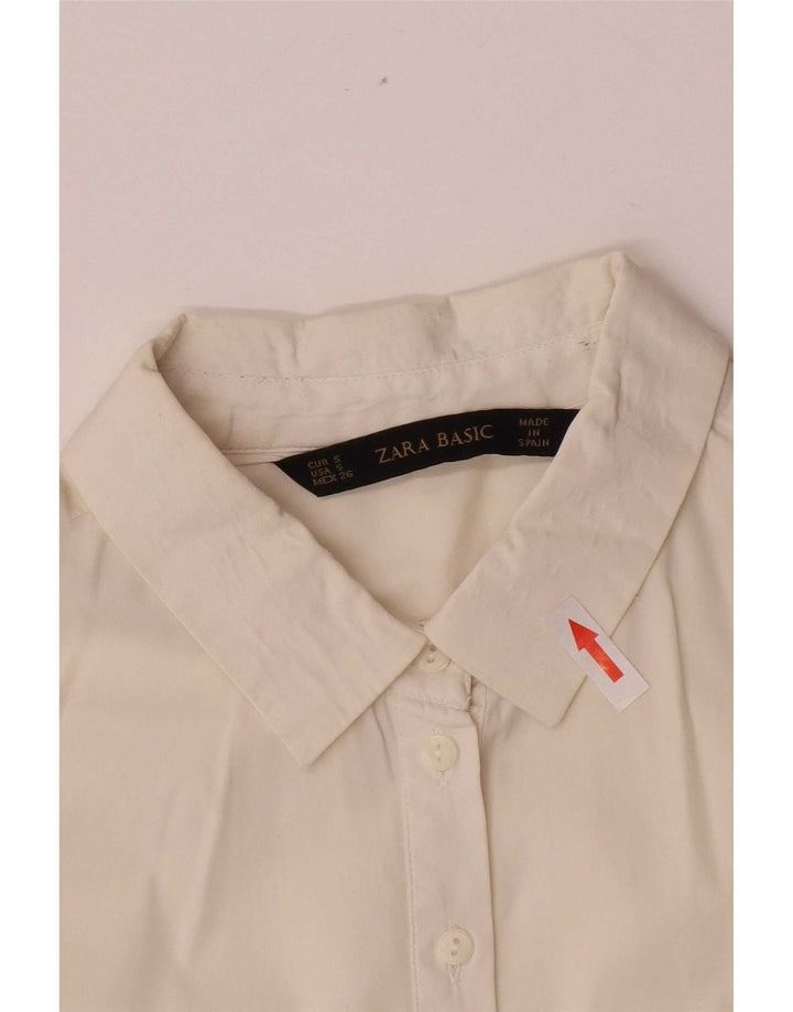 Zara Chemise pull à manches 3/4 pour femme UK 10 Small Blanc