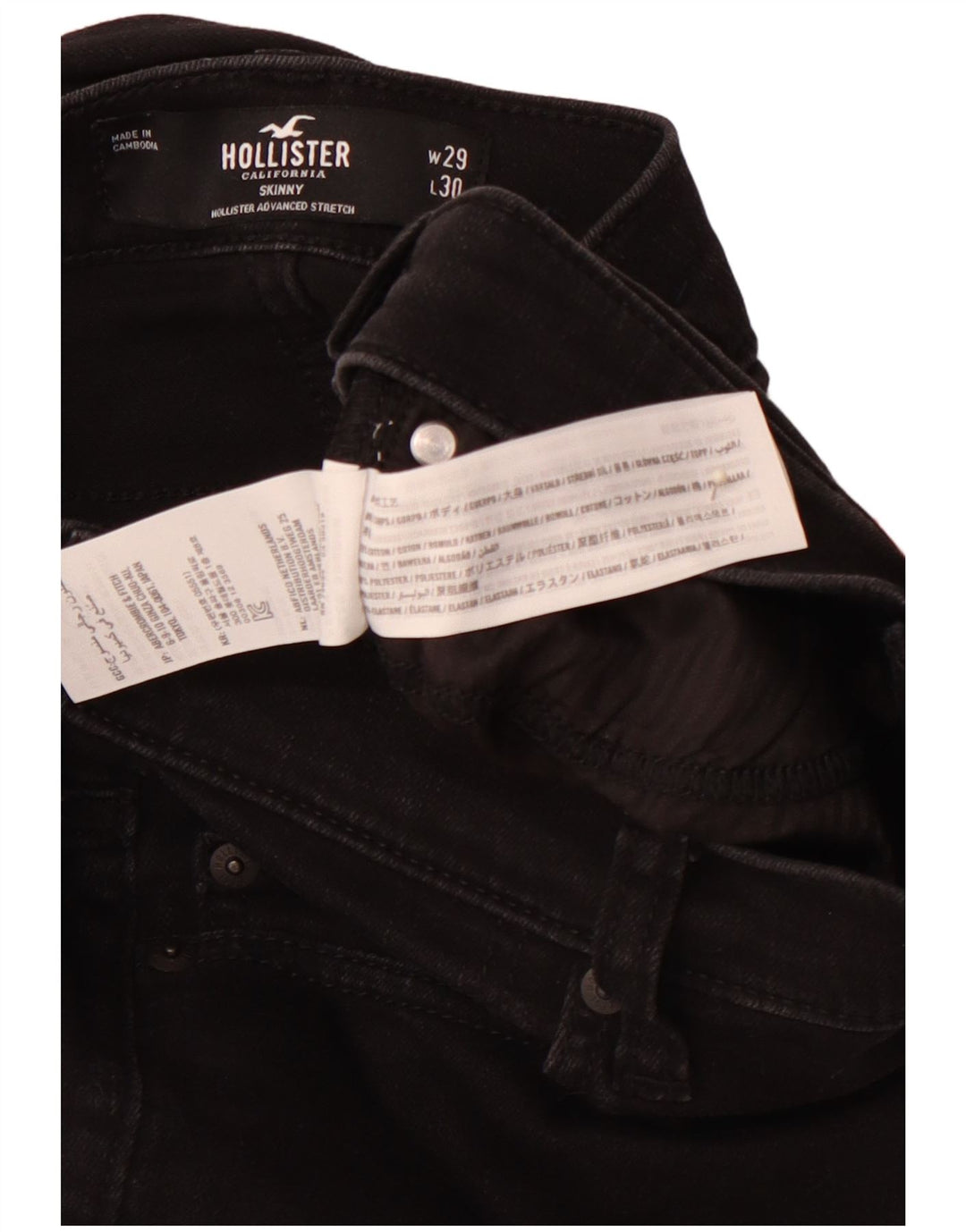 HOLLISTER Jean skinny homme W29 L30 Noir Coton
