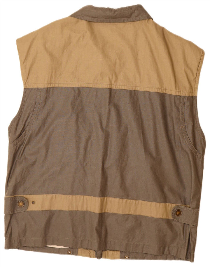 VINTAGE Gilet Homme UK 38 Coton Colorblock Beige Moyen