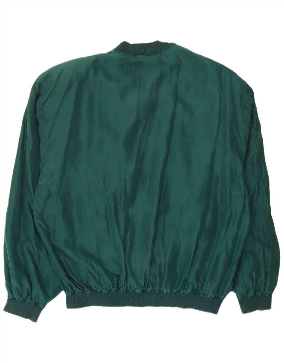 VINTAGE Veste Bomber Homme UK 42 XL Soie Verte