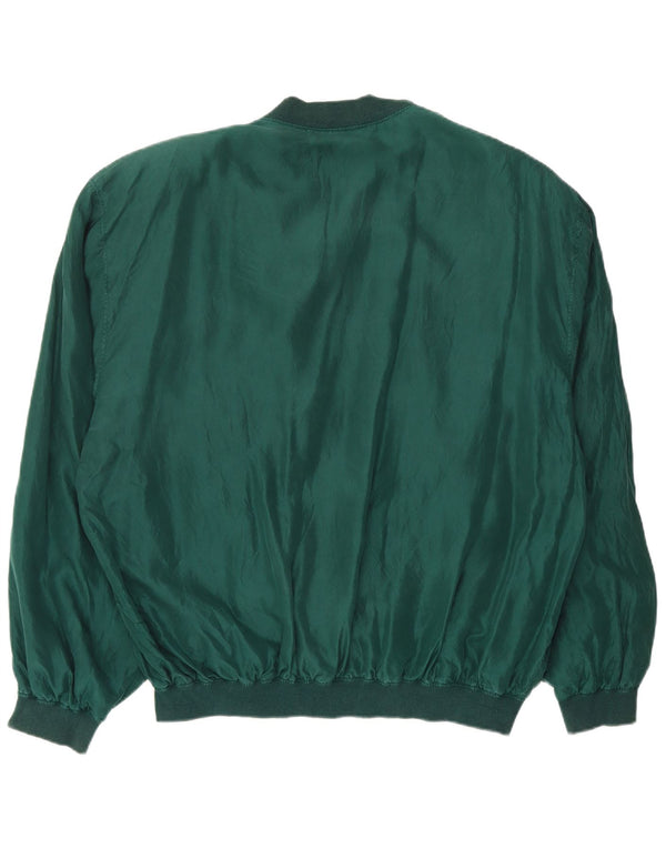 VINTAGE Veste Bomber Homme UK 42 XL Soie Verte