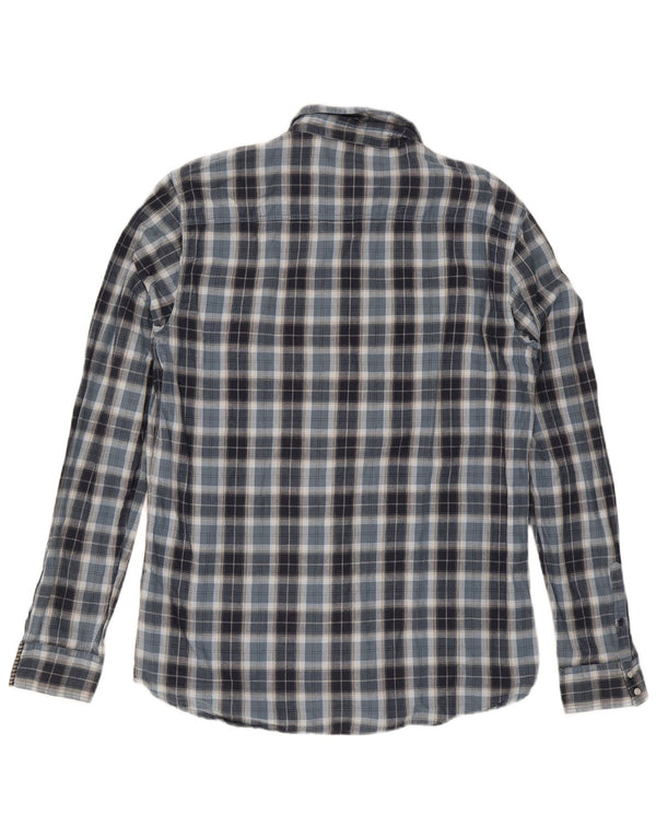 Guess Chemise en flanelle pour homme UK 42 Grand carreaux bleus en coton