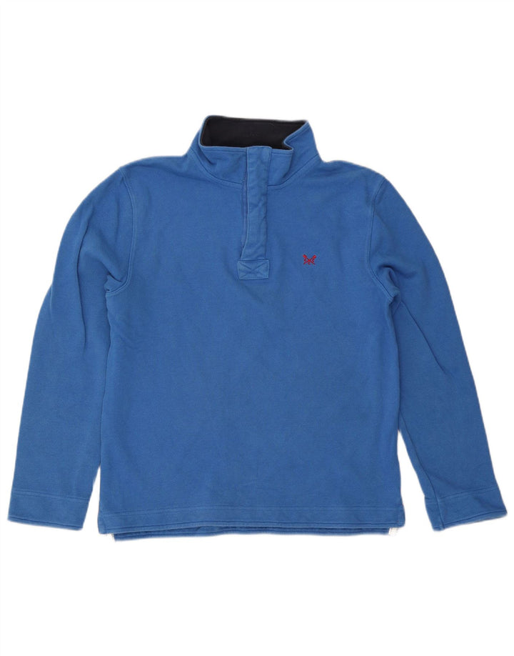 Crew Clothing Sweat-shirt à col zippé pour homme en coton bleu petit