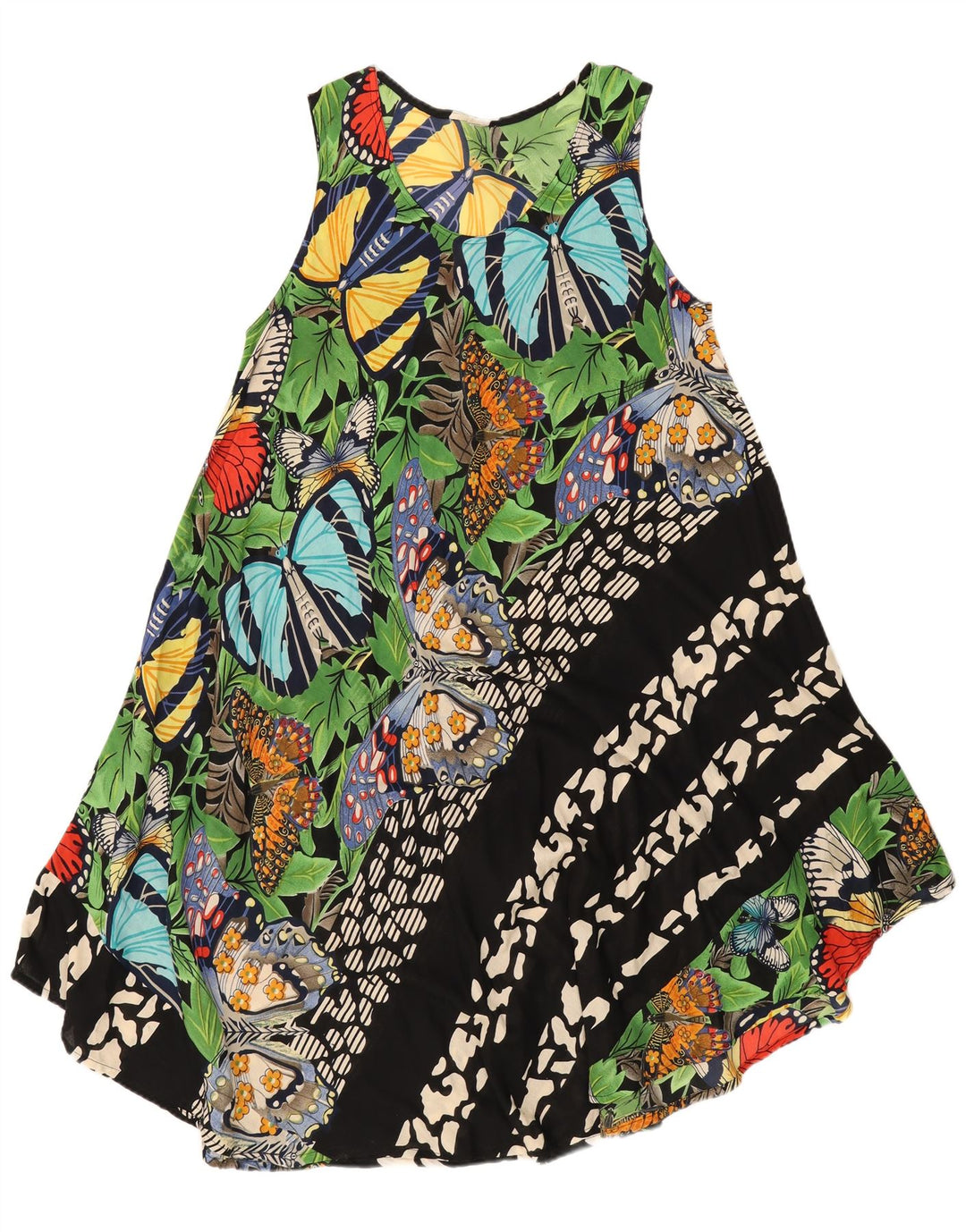 vintage Womens Graphic Sundress UK 16 Grand Papillon Multicolore